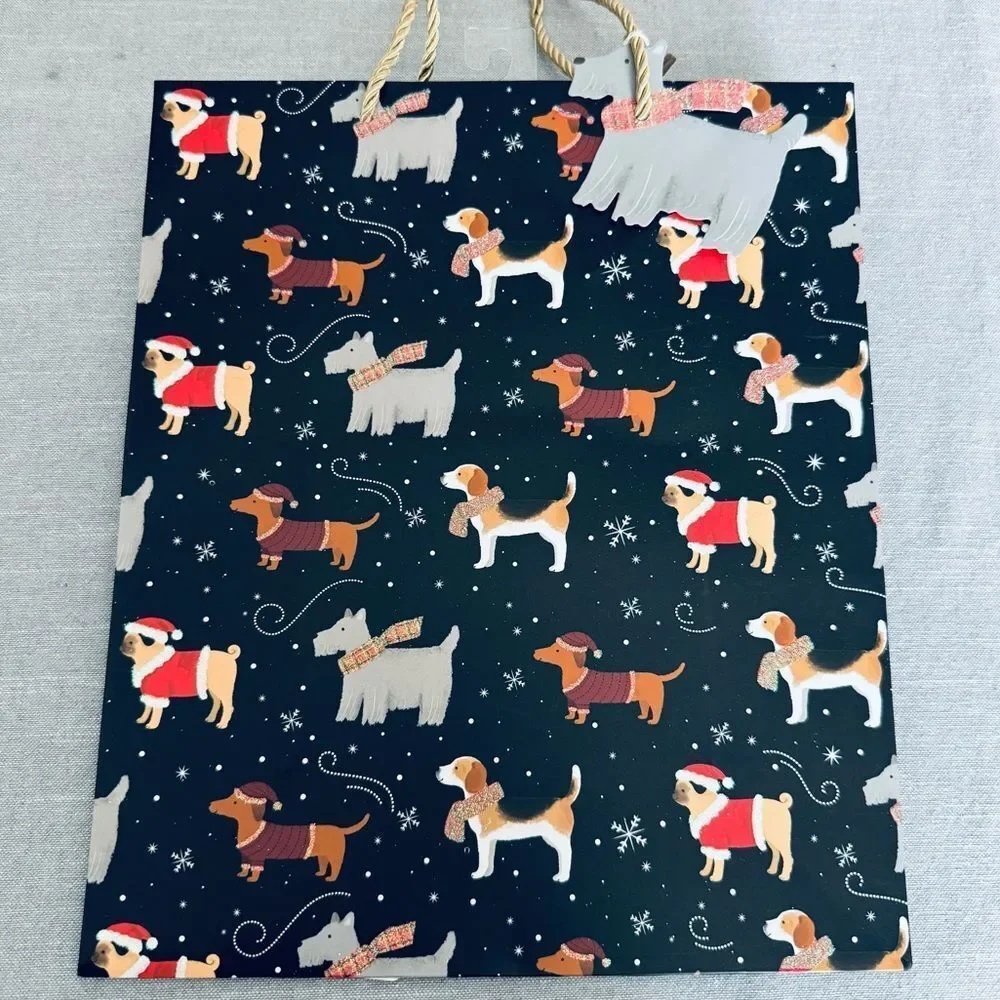 Christmas Holiday Dogs Dachshund Pug Beagle Schnauzer Gift Bag